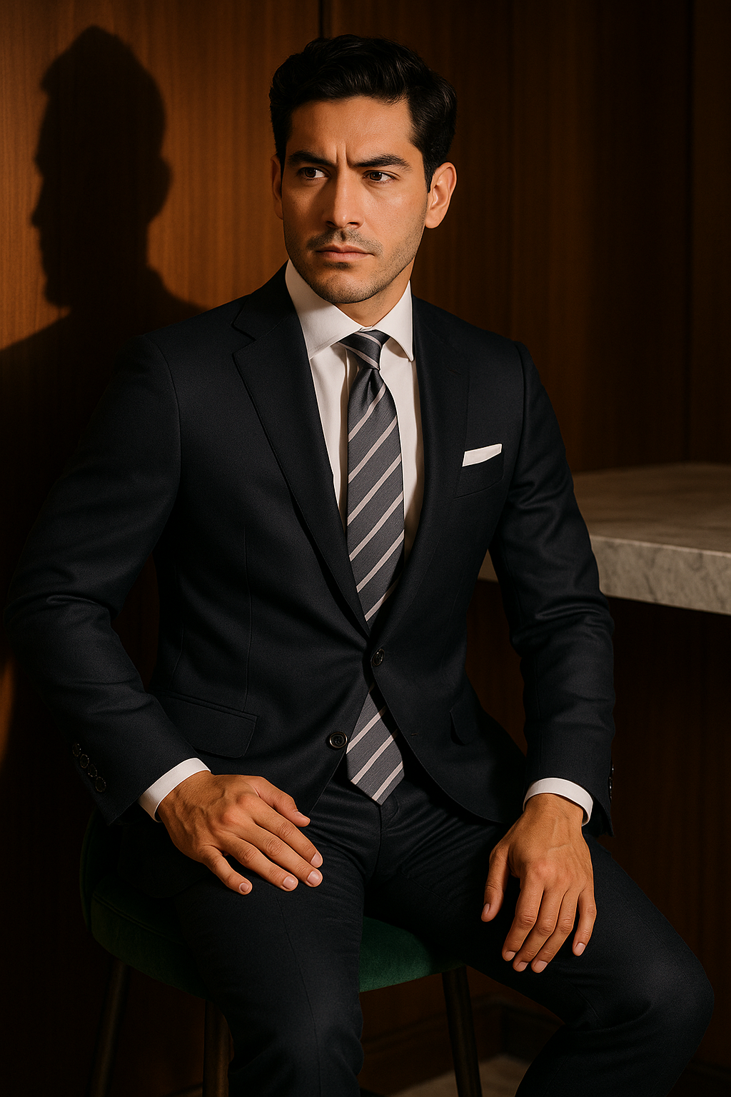 AI generated marketing image for Gray Gray White Striped Traditional Tie