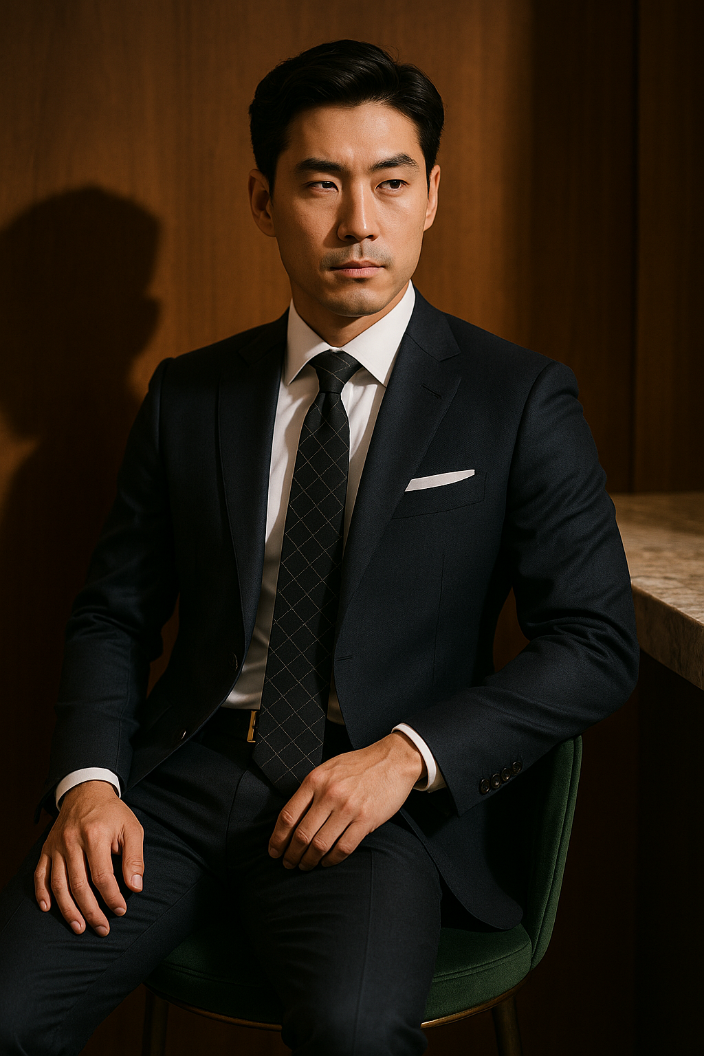 AI generated marketing image for Black Square Traditional Tie