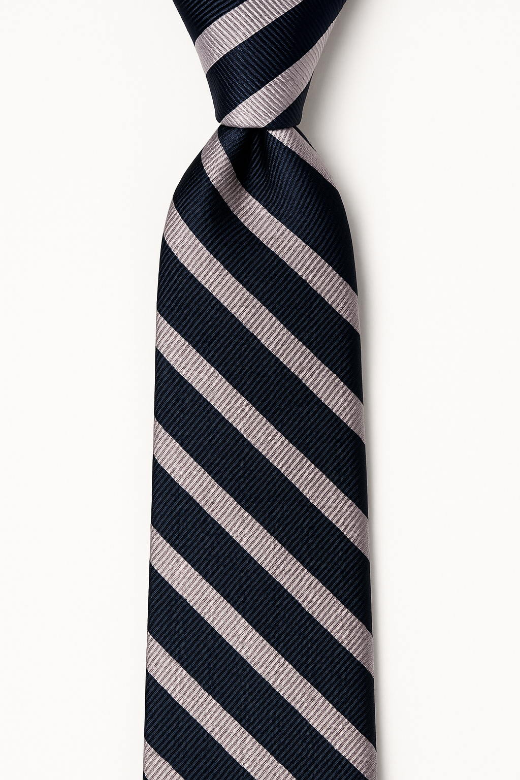 AI generated marketing image for Navy Blue Silver Stripe Skinny Tie
