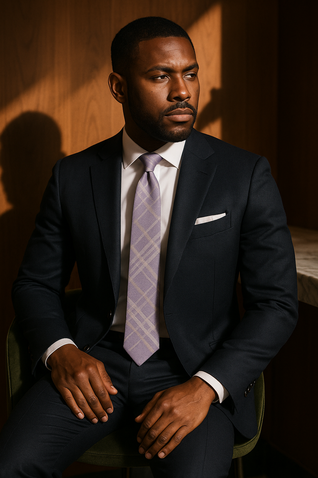 AI generated marketing image for Light Purple and Gray Plaid Tie