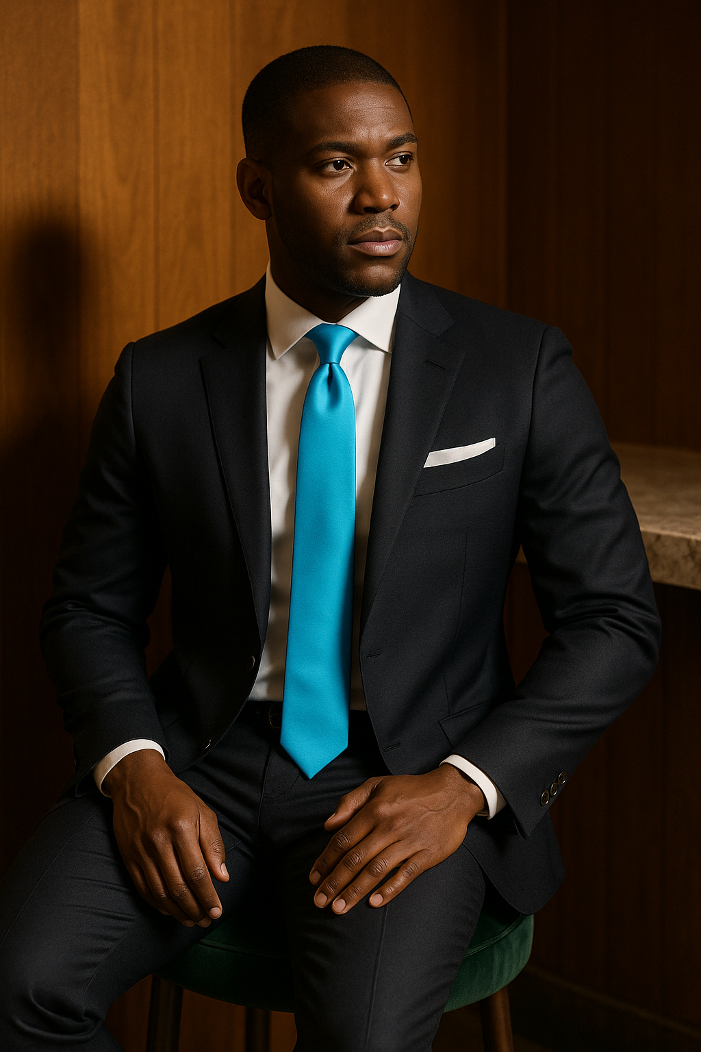 AI generated marketing image for Bright Solid Aqua Traditional Tie