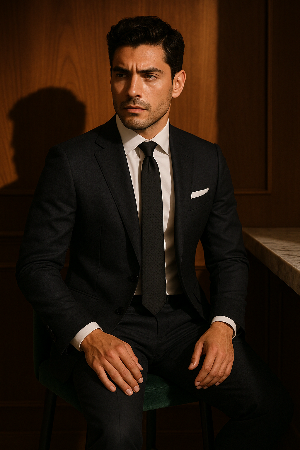 AI generated marketing image for Black Black Checkered Skinny Tie