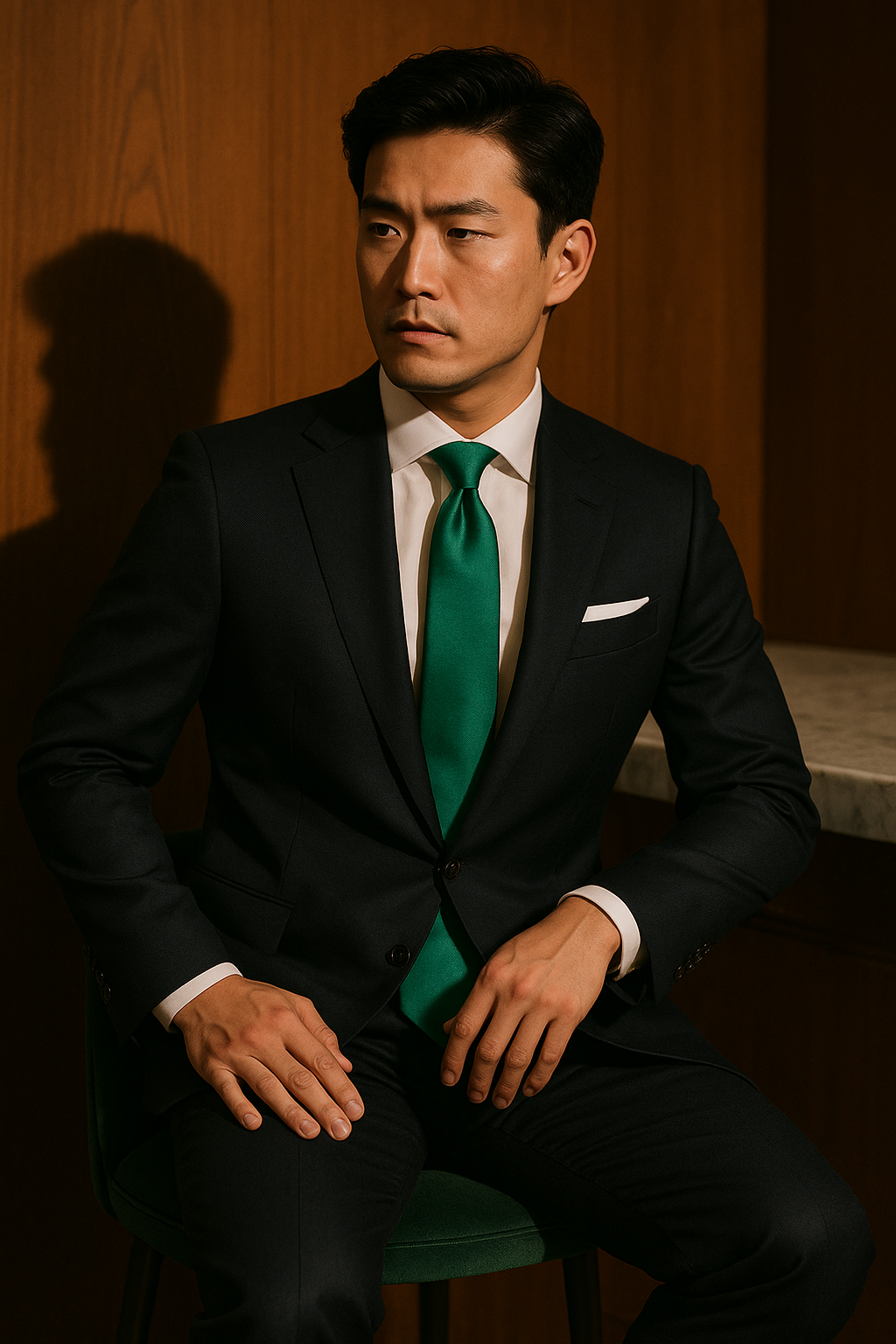 AI generated marketing image for Solid Seaweed Green Traditional Tie