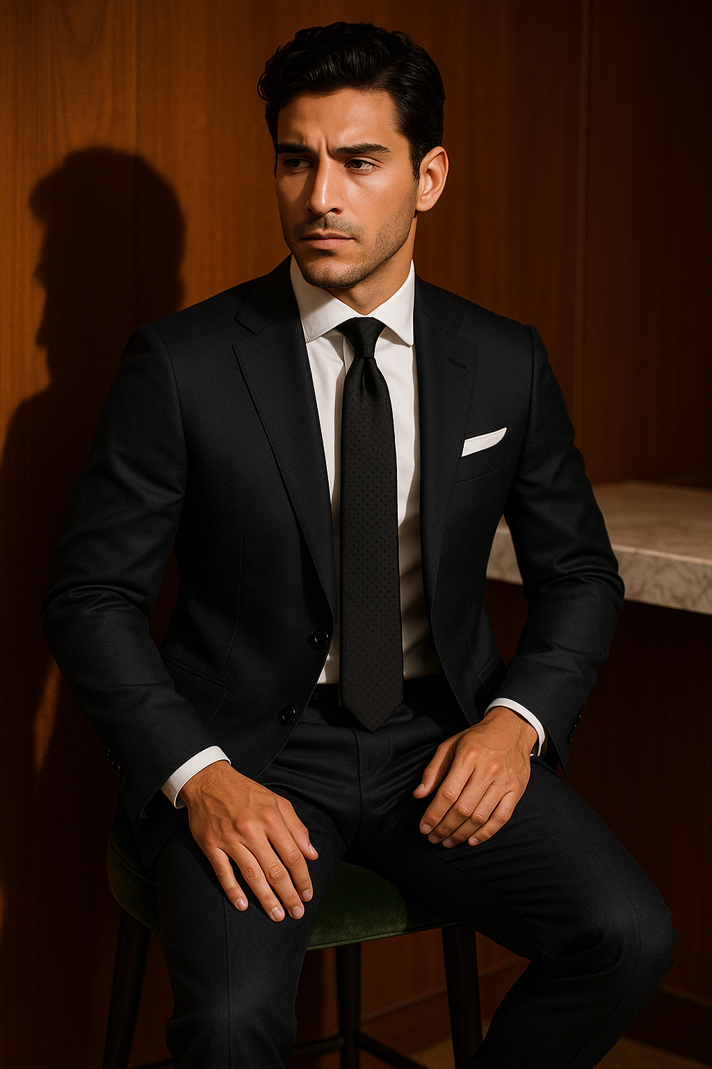 AI generated marketing image for Black Black Checkered Traditional Tie