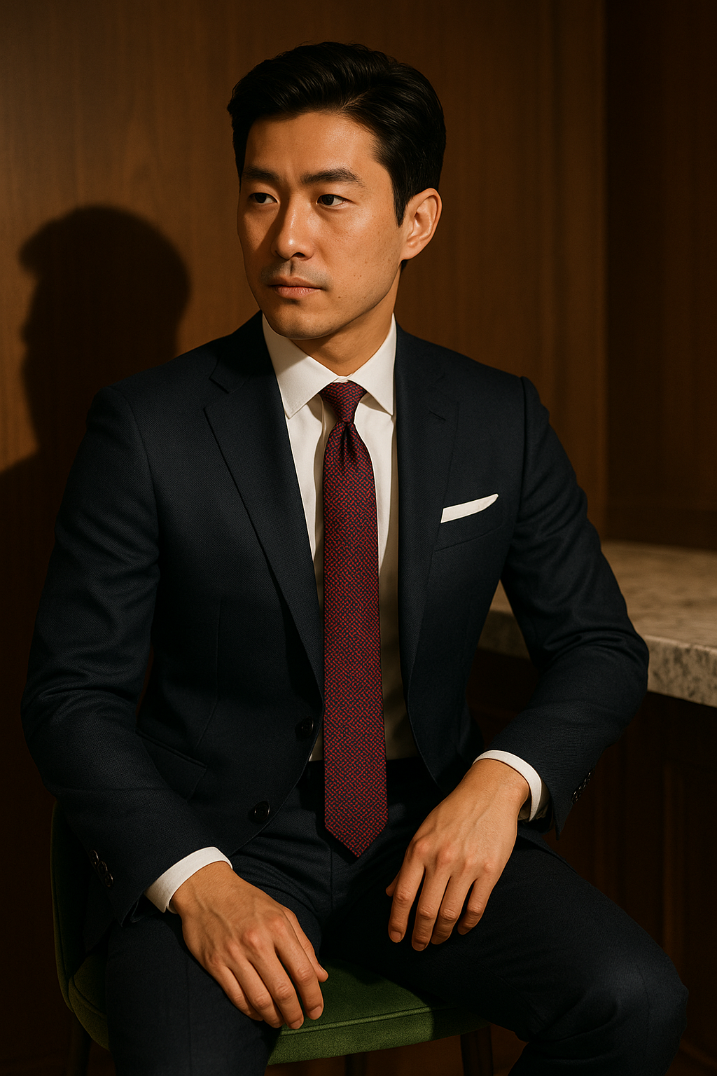 AI generated marketing image for Red Blue Small Checkered Skinny Tie