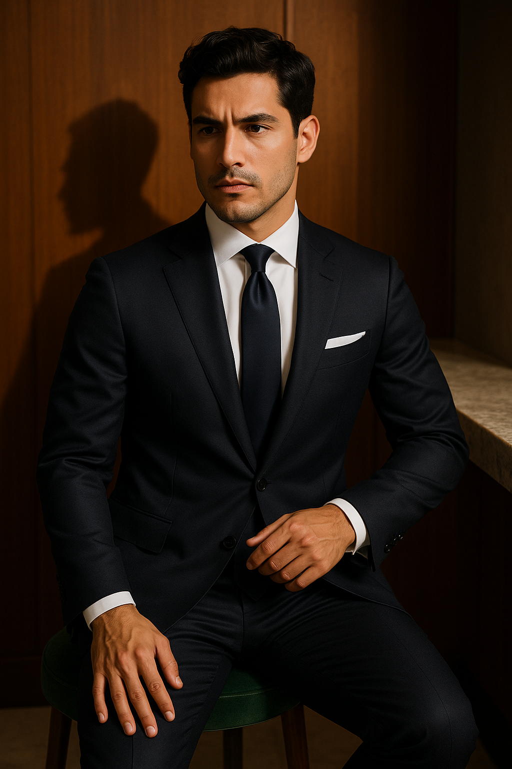 AI generated marketing image for Dashing Navy Traditional Tie