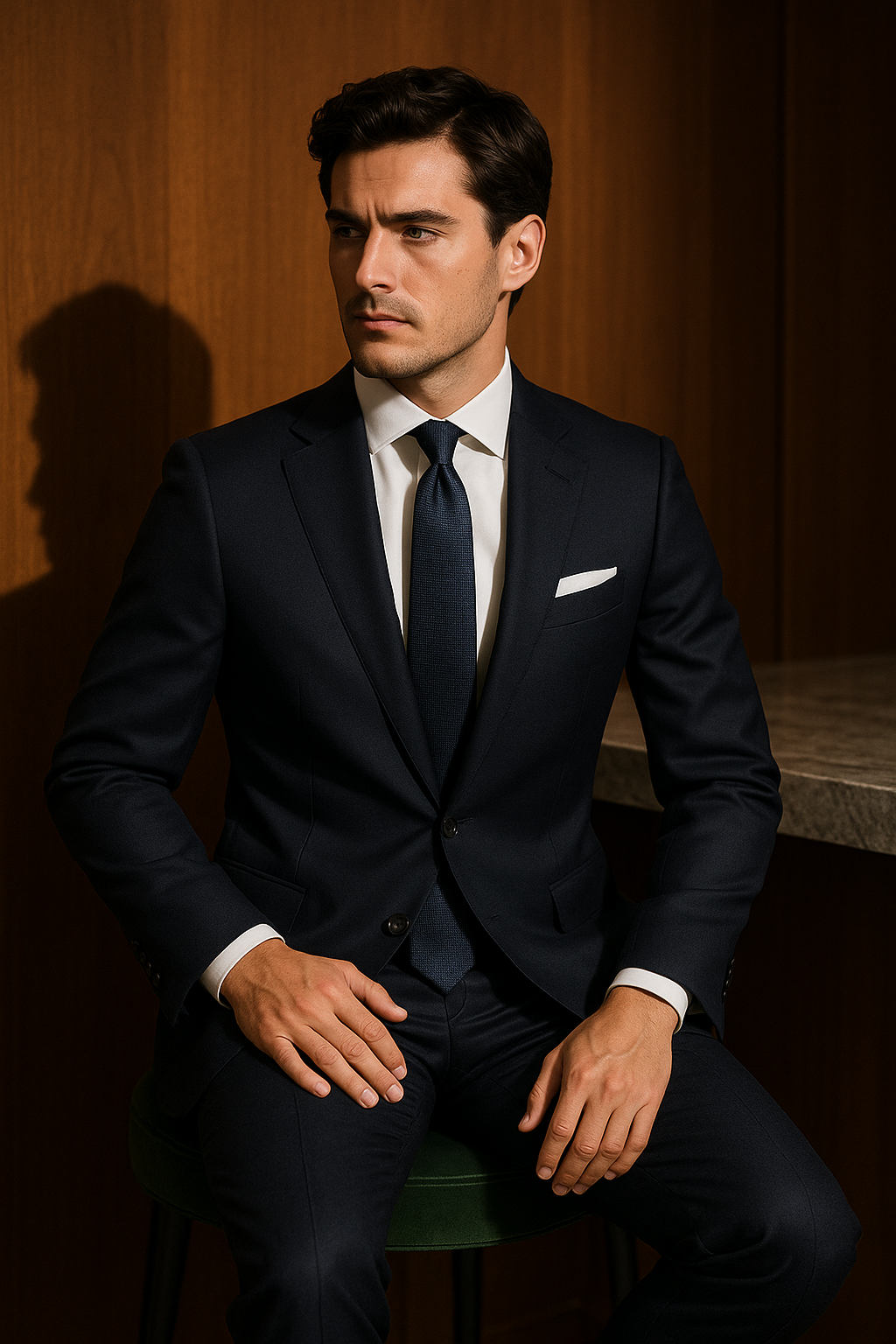 AI generated marketing image for Navy Mirage Traditional Tie