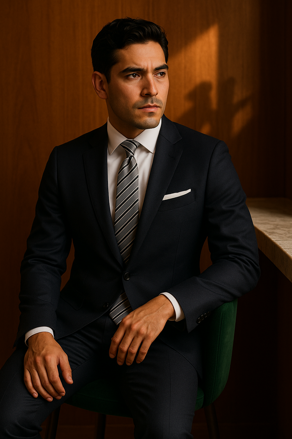 AI generated marketing image for Gray Black Thin Striped Traditional Tie