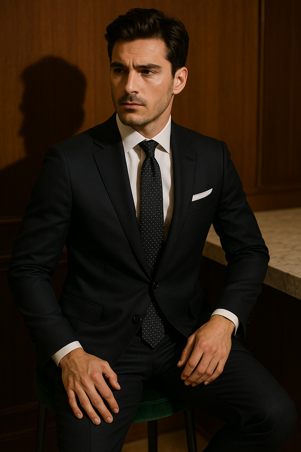 AI generated marketing image for Black with Silver Dots Tie