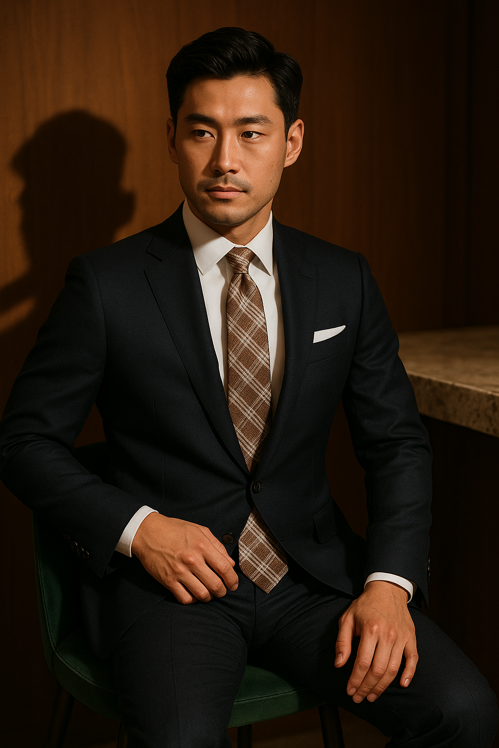 AI generated marketing image for Tan Silver Plaid Traditional Tie