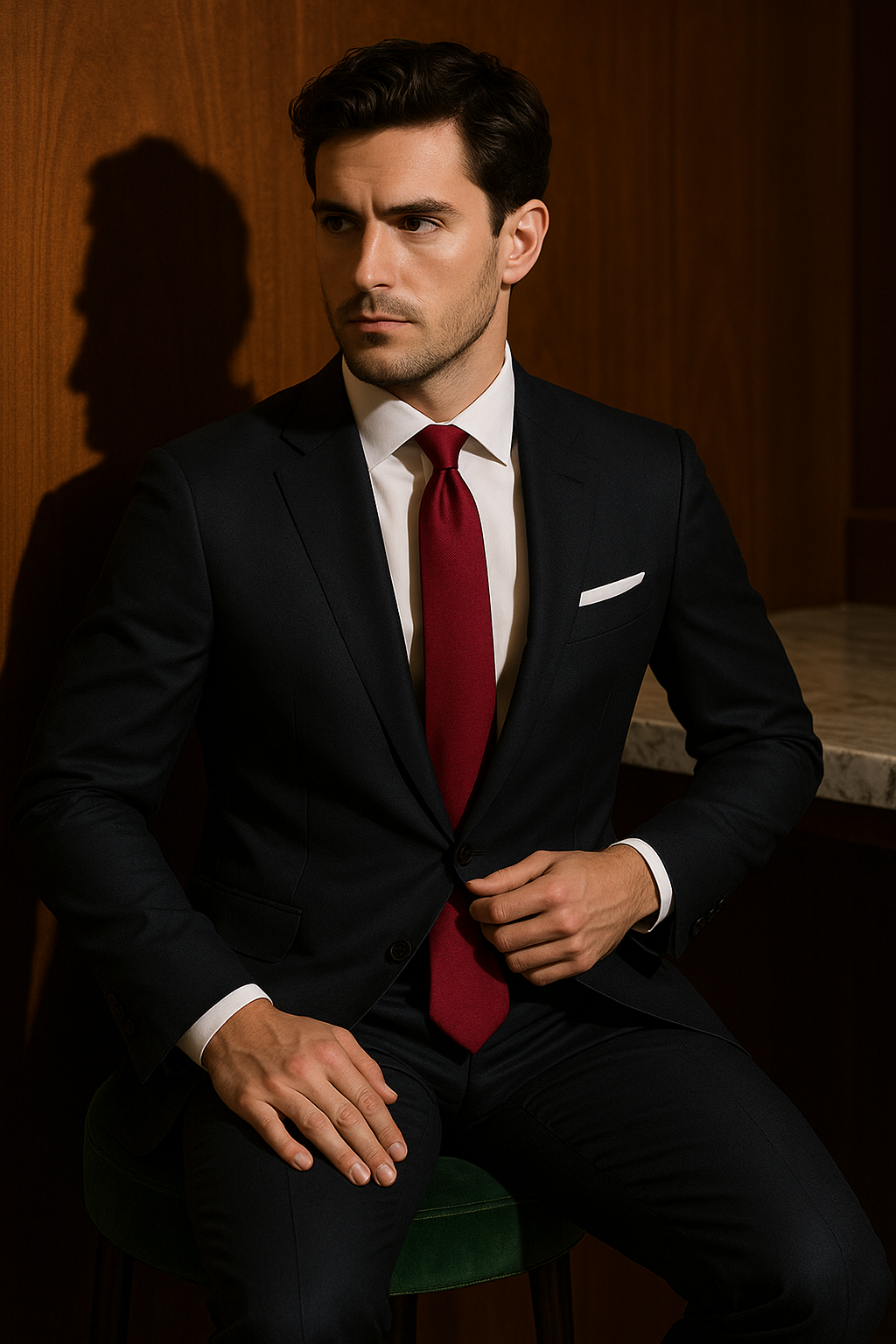 AI generated marketing image for Solid Burgundy Tie