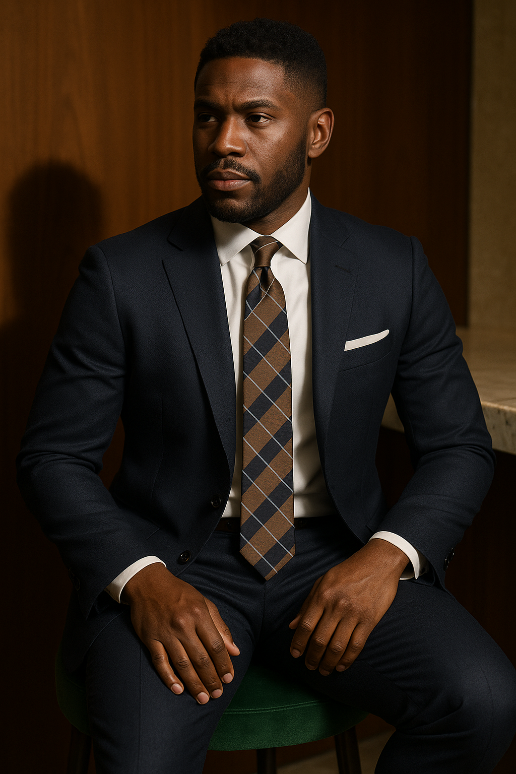 AI generated marketing image for Brown Navy Plaid Traditional Tie