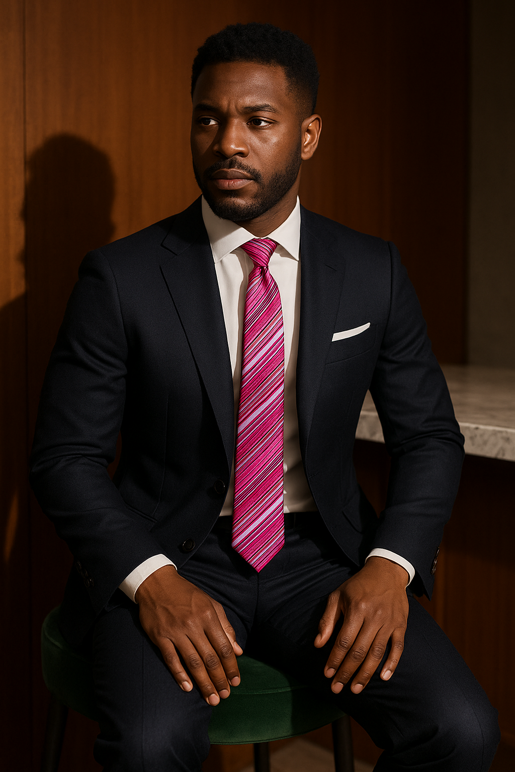 AI generated marketing image for Fuchsia Multi-Striped Tie