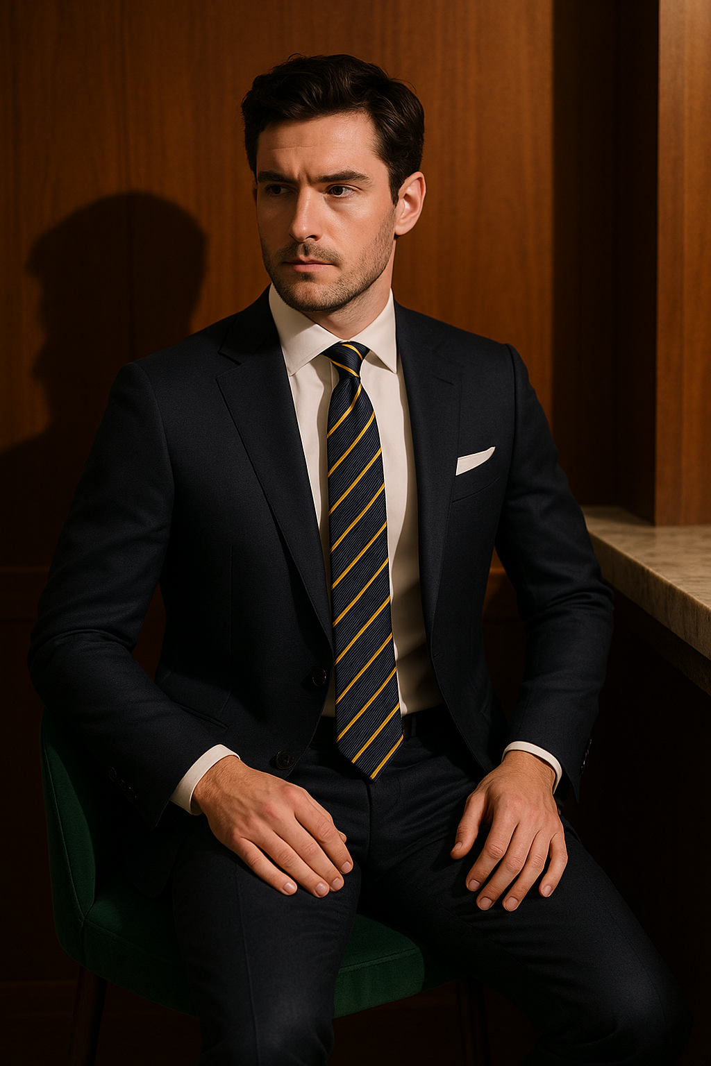 AI generated marketing image for Yellow Streak Traditional Tie