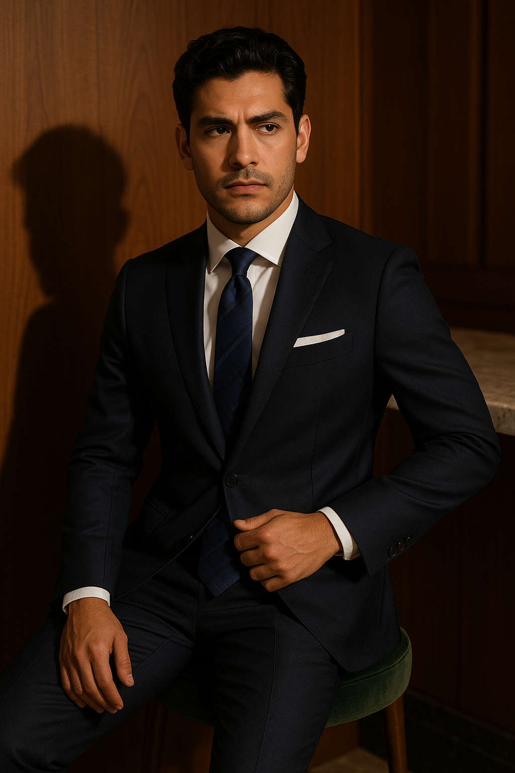 AI generated marketing image for Navy Plaid Tie