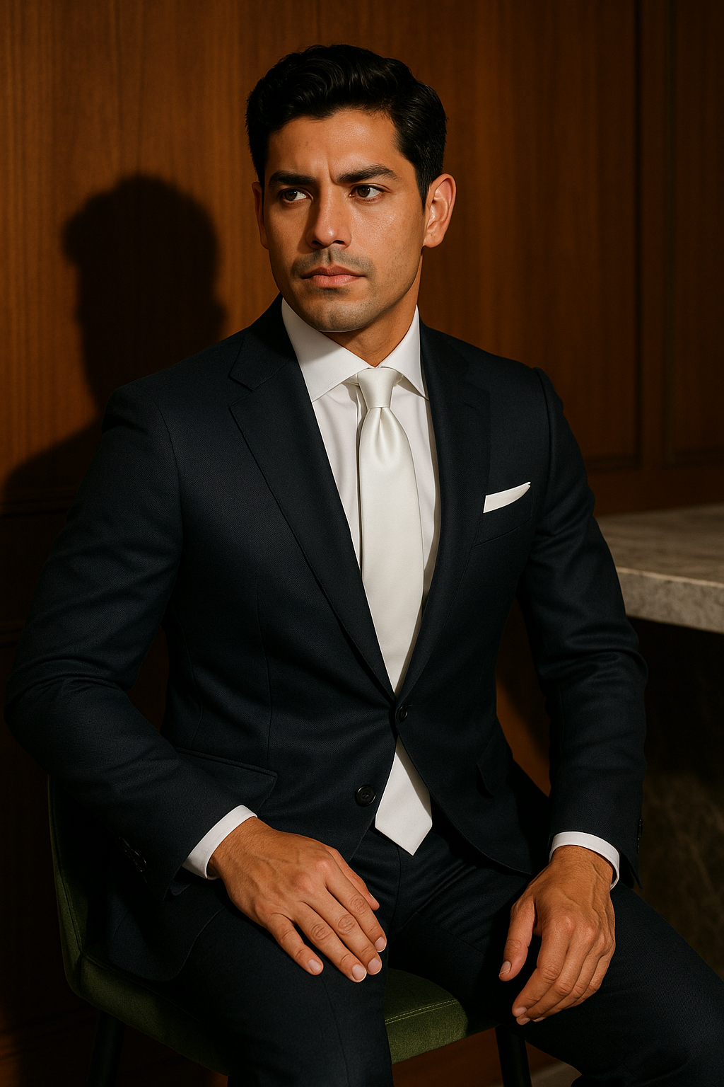 AI generated marketing image for Bright Solid White Tie