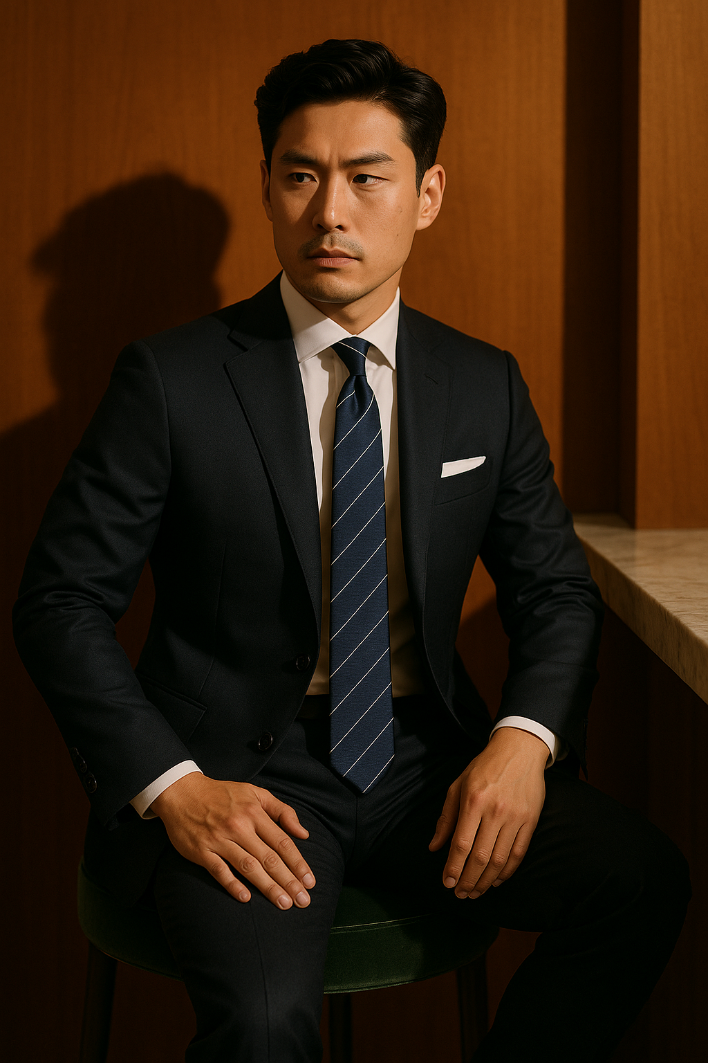 AI generated marketing image for Refined Navy Traditional Tie