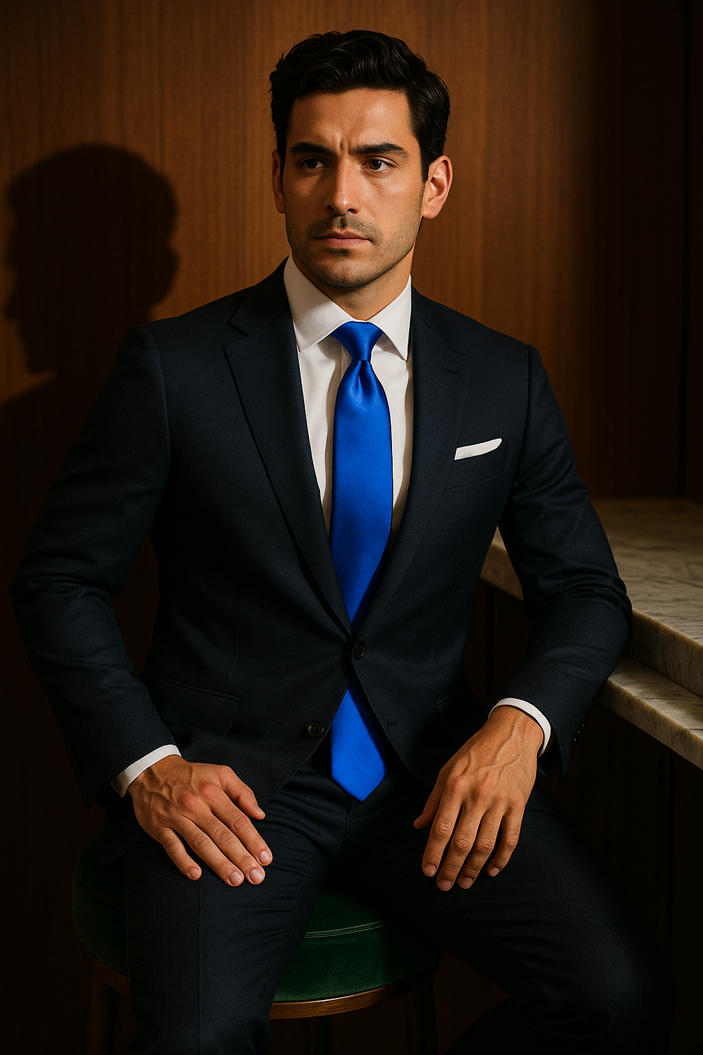 AI generated marketing image for Showstopping Sapphire Traditional Tie