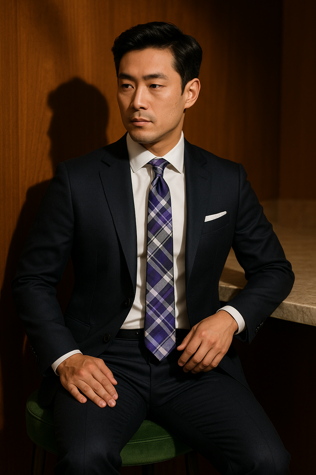 AI generated marketing image for Indigo Plaid Tie