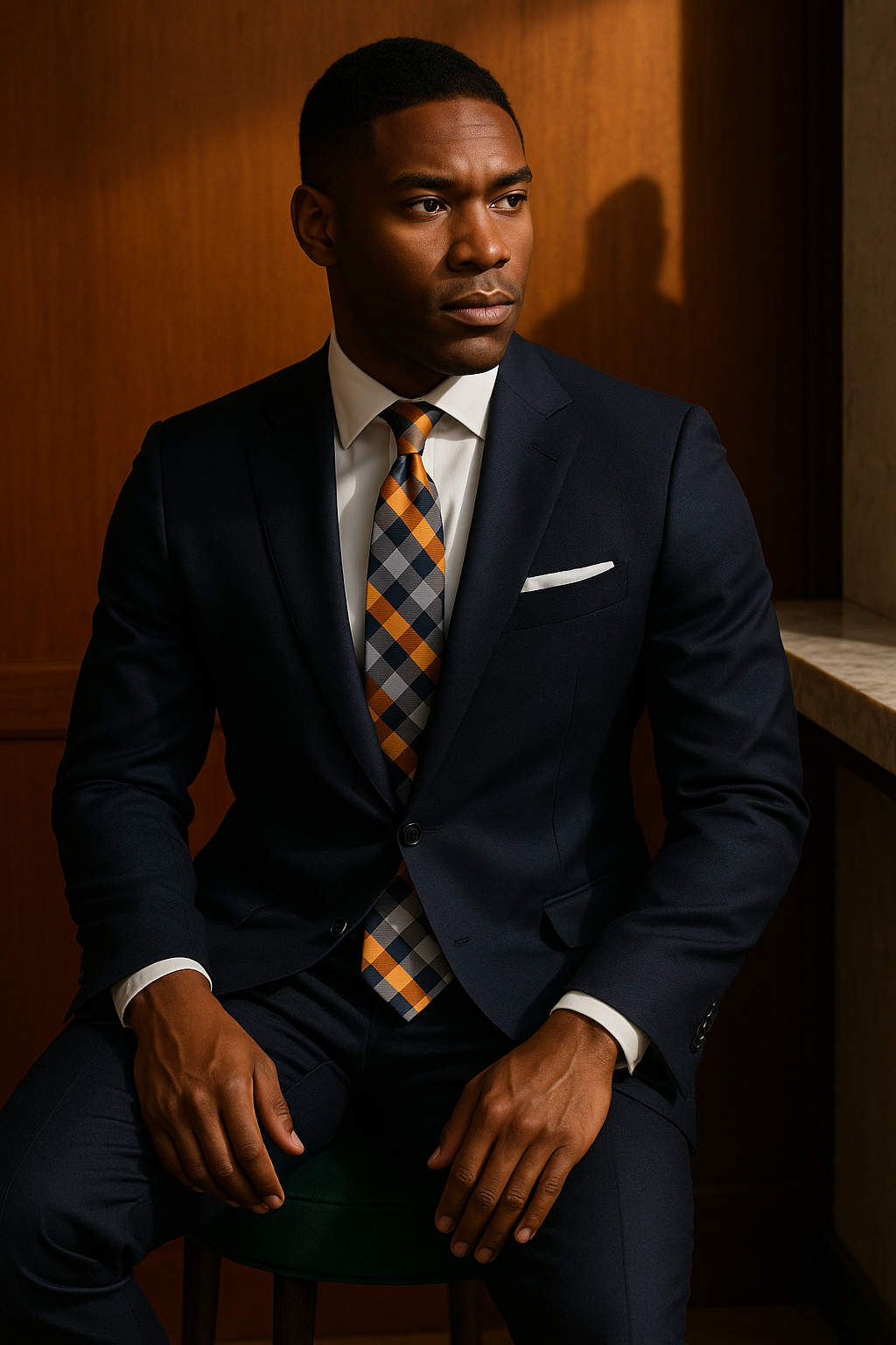 AI generated marketing image for Orange Blue Plaid Traditional Tie