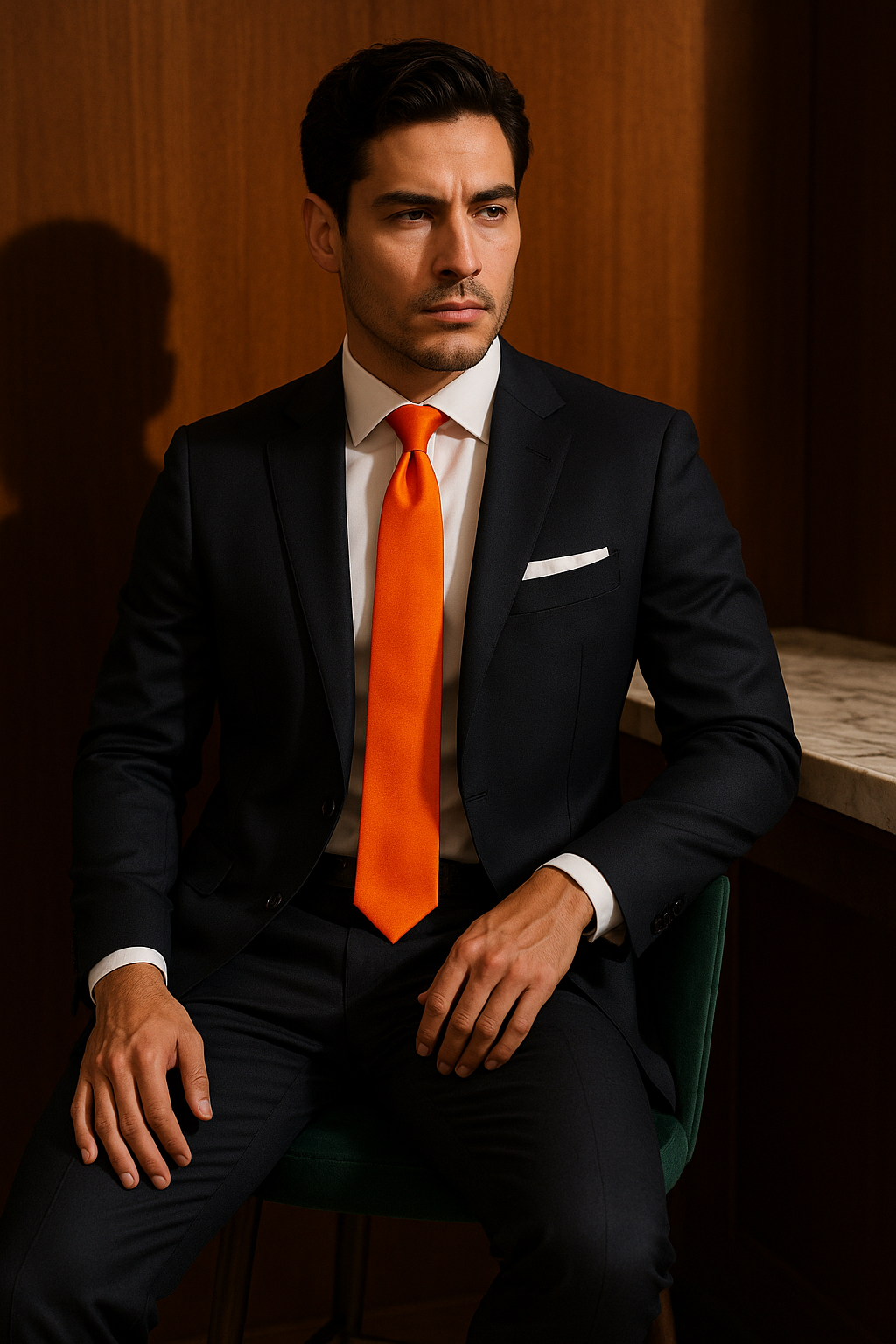 AI generated marketing image for Bright Solid Orange Traditional Tie
