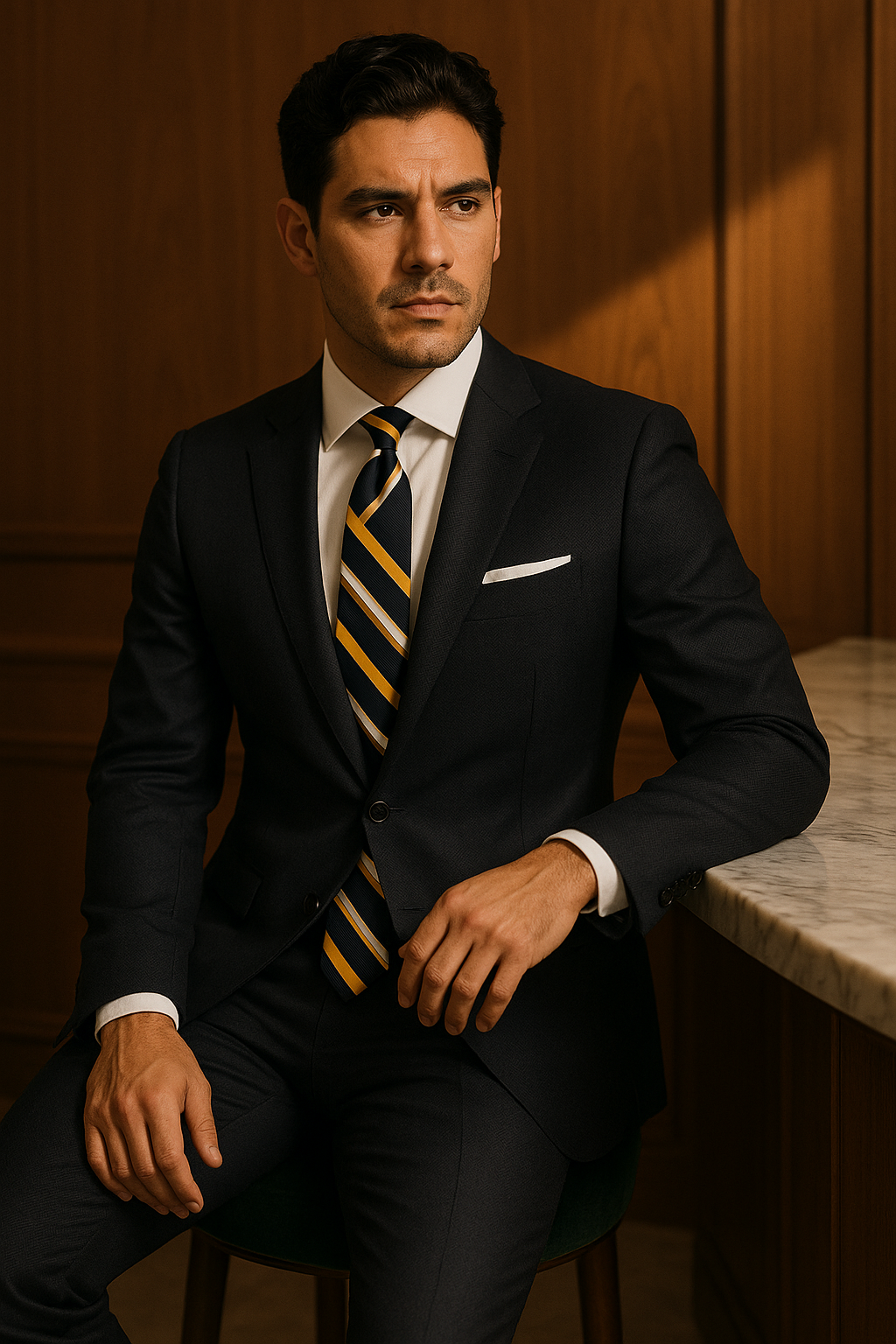 AI generated marketing image for Yellow Multi-Striped Traditional Tie