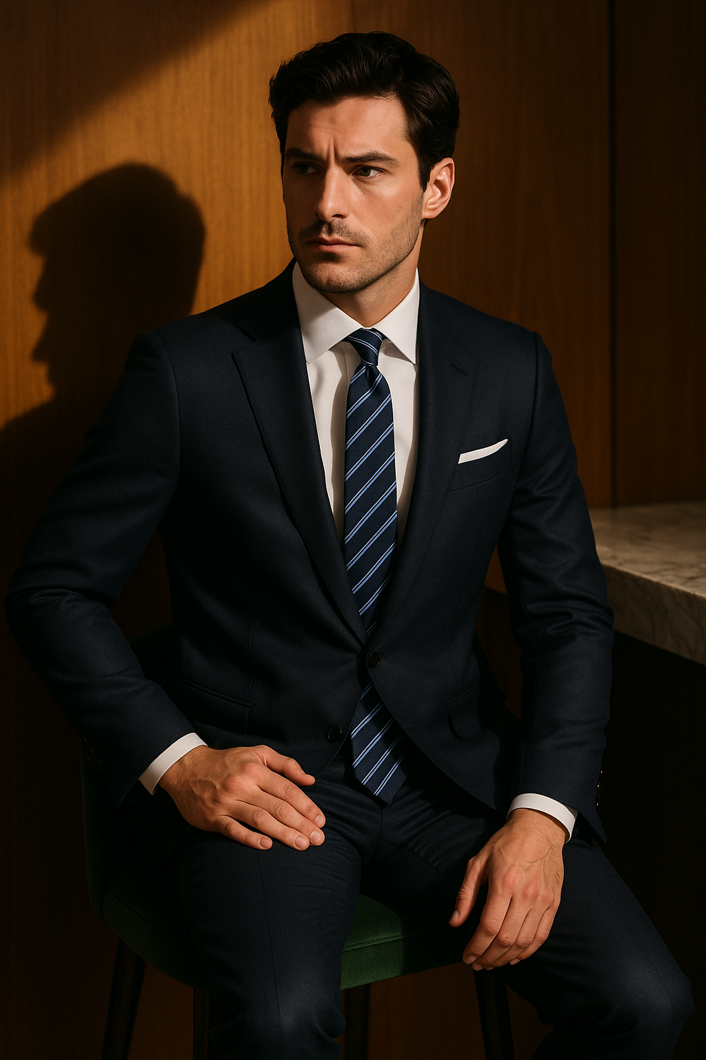 AI generated marketing image for Checkmate Blue Traditional Tie