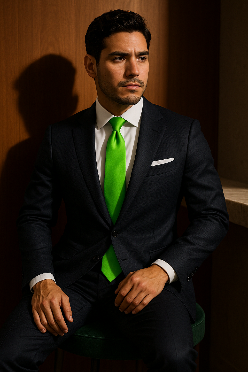 AI generated marketing image for Bright Solid Green Tie