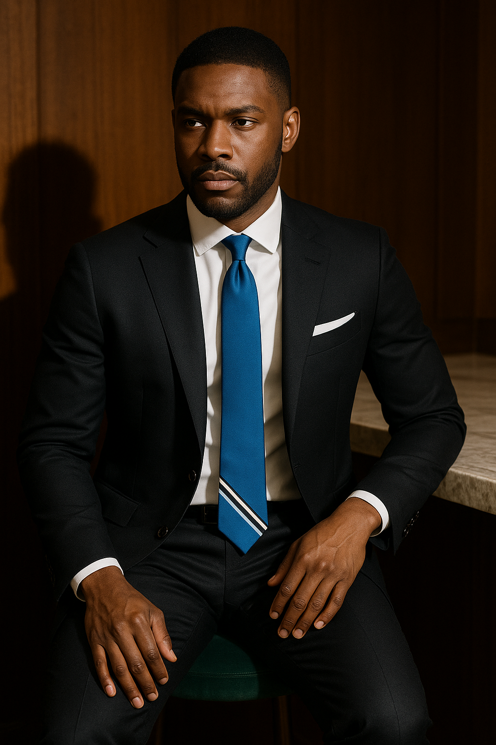 AI generated marketing image for Blue with Multi-Stripe Bottom Traditional Tie