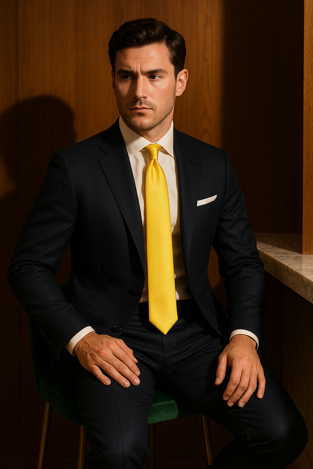 AI generated marketing image for Bright Solid Yellow Traditional Tie