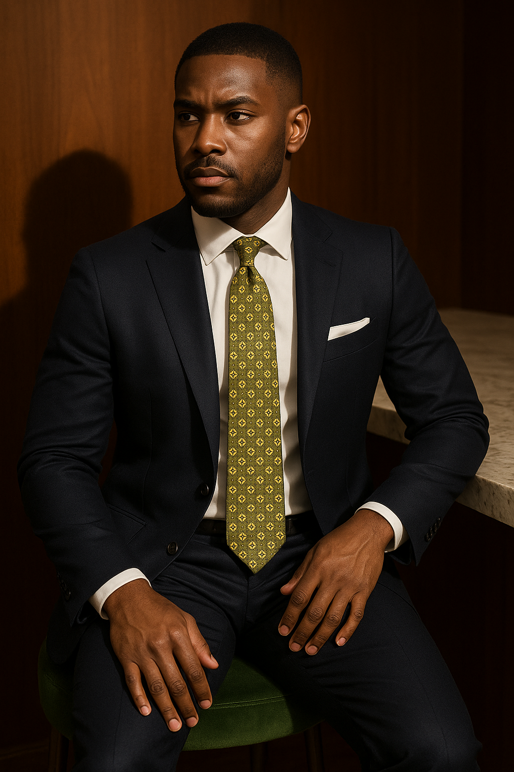 AI generated marketing image for Green Daisy Tie