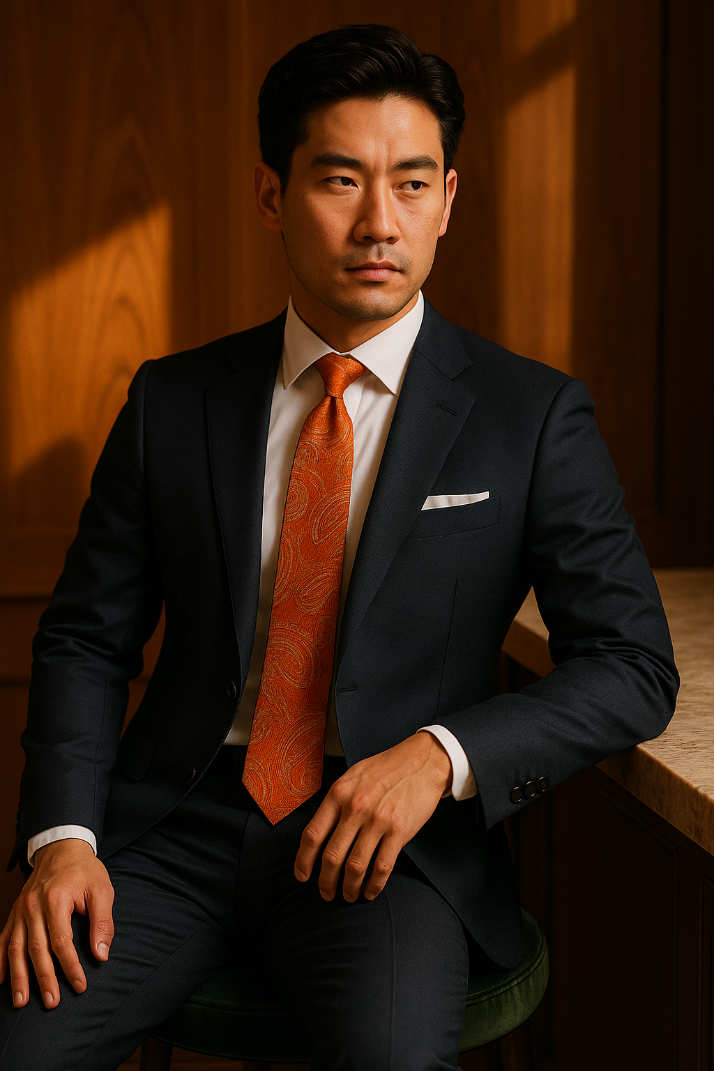 AI generated marketing image for Burnt Orange Paisley Tie