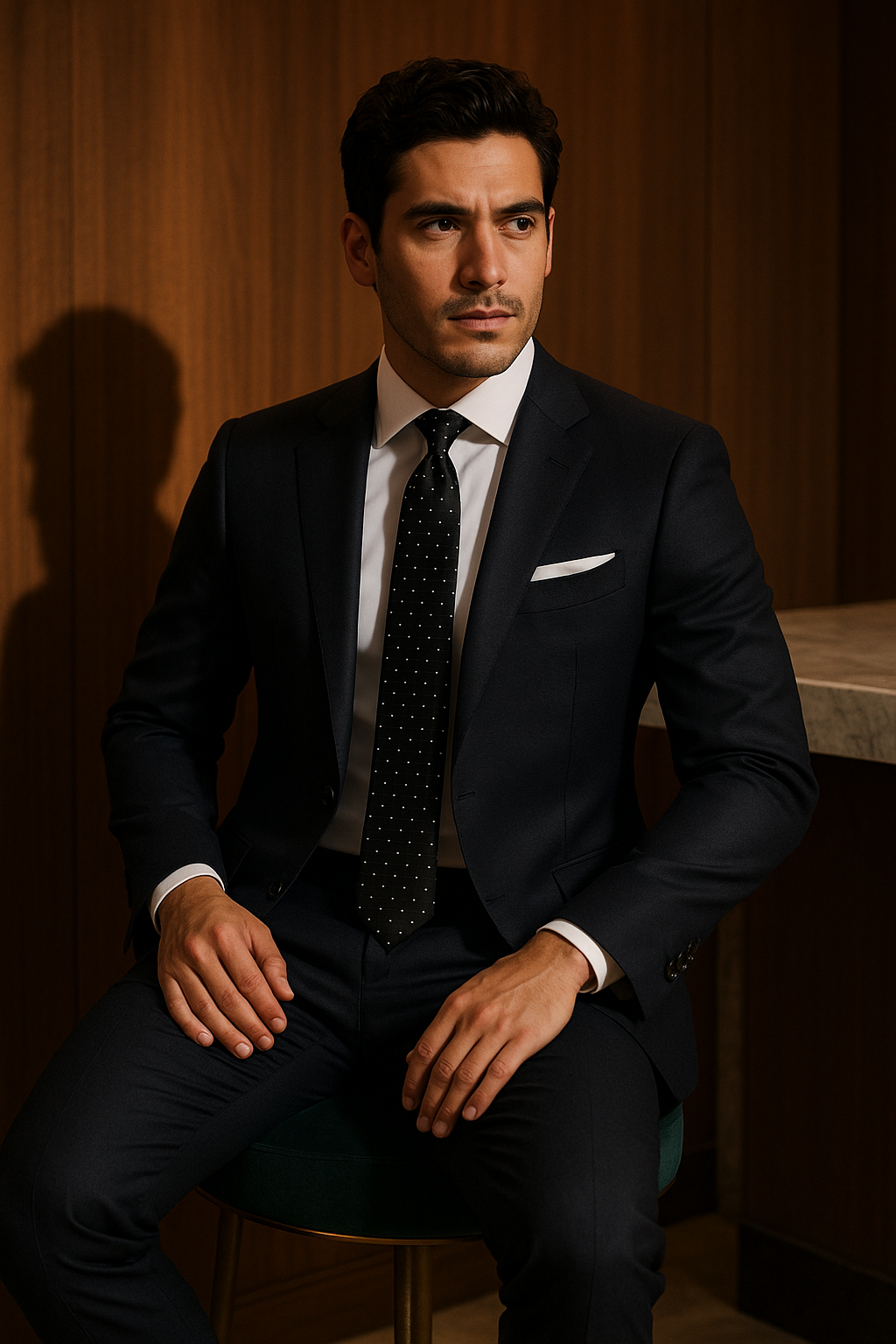 AI generated marketing image for Black Pearl Dotted Tie