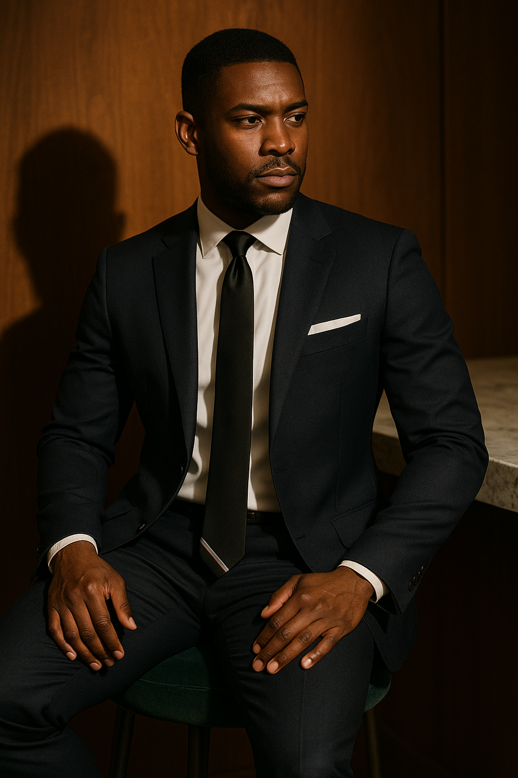 AI generated marketing image for Black with Multi-Stripe Bottom Skinny Traditional Tie