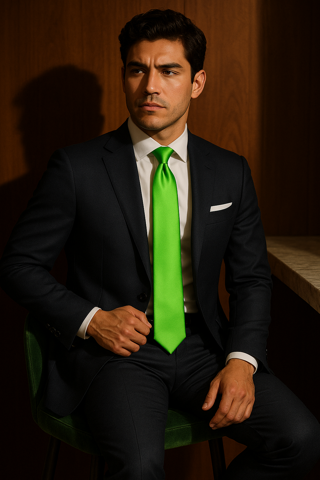 AI generated marketing image for Bright Solid Green Traditional Tie