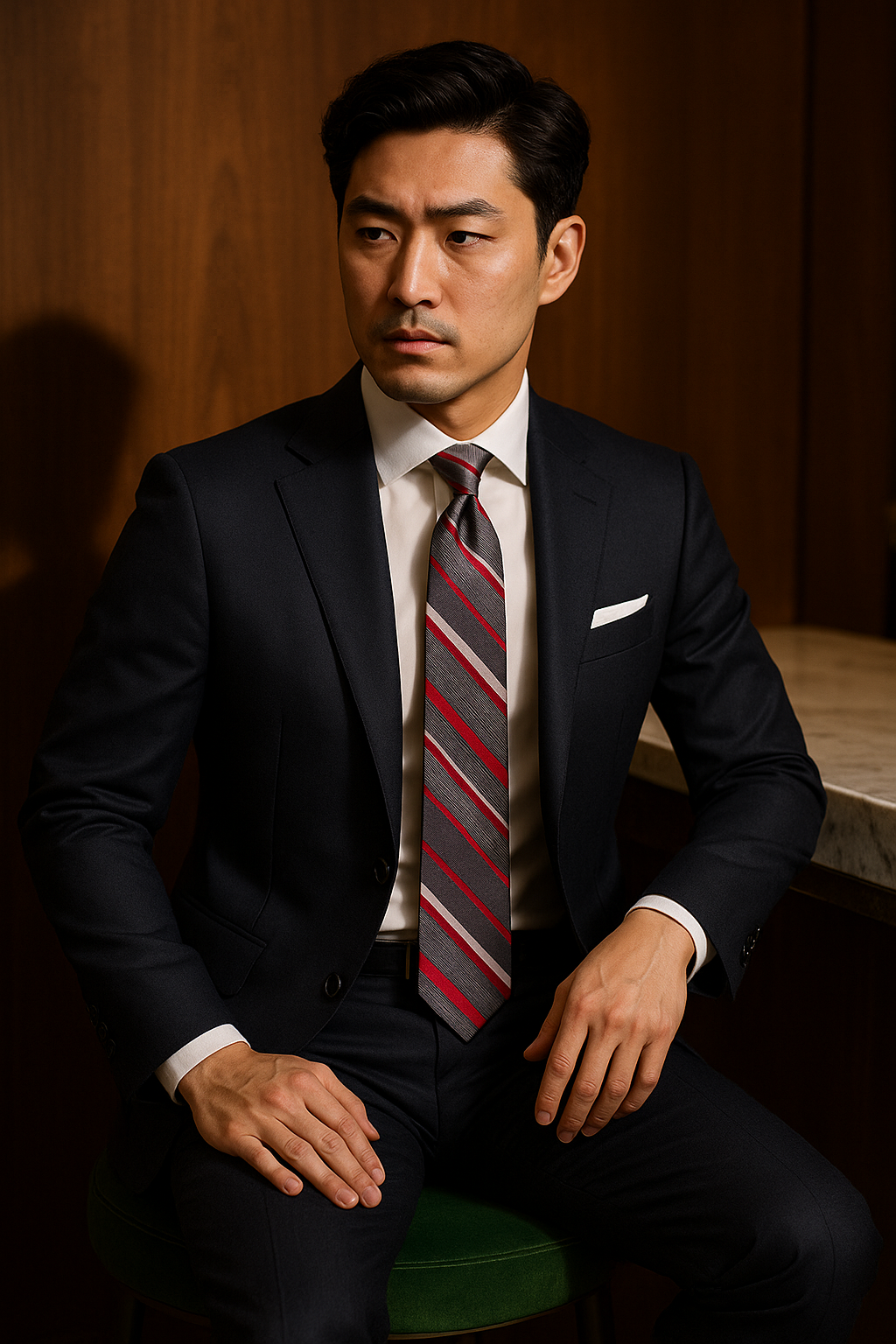 AI generated marketing image for Gray with Red Stripes Traditional Tie