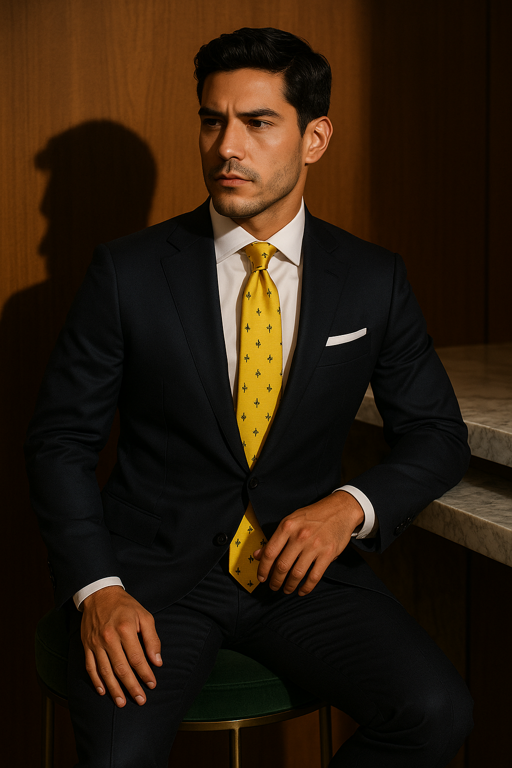 AI generated marketing image for Yellow Fleur De Lis Traditional Tie