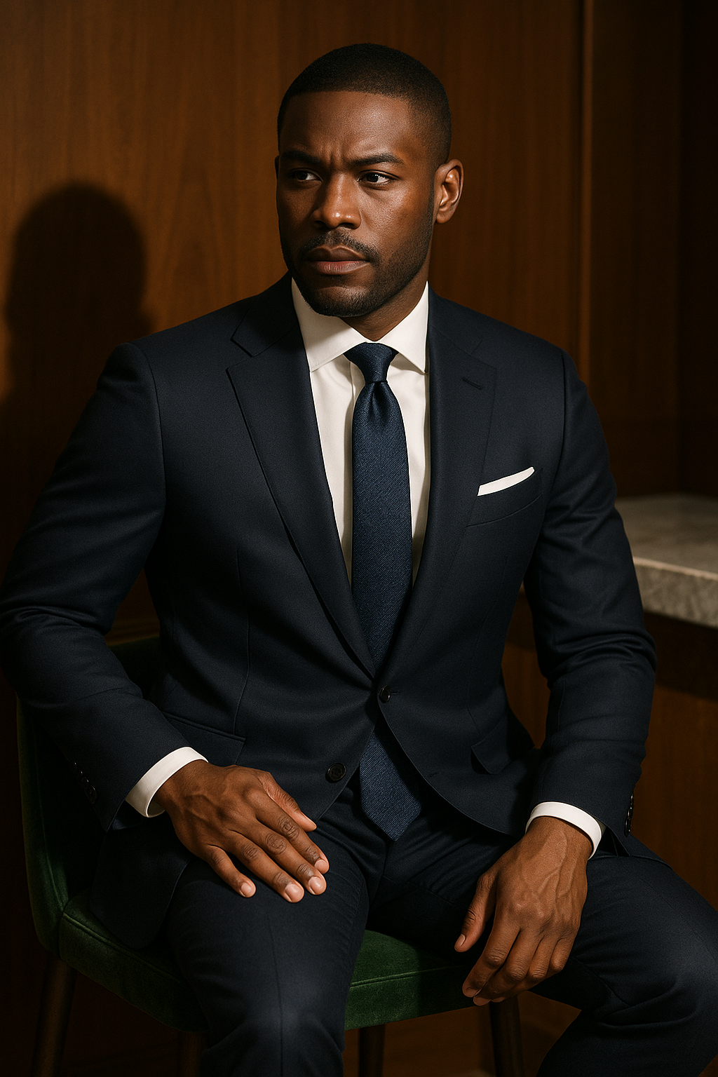 AI generated marketing image for Navy Blue Patterned Tie