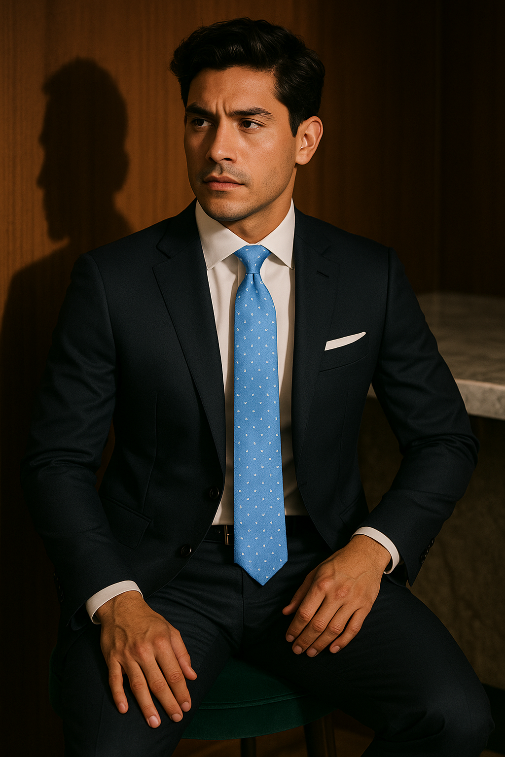 AI generated marketing image for Baby Blue Dotted Traditional Tie