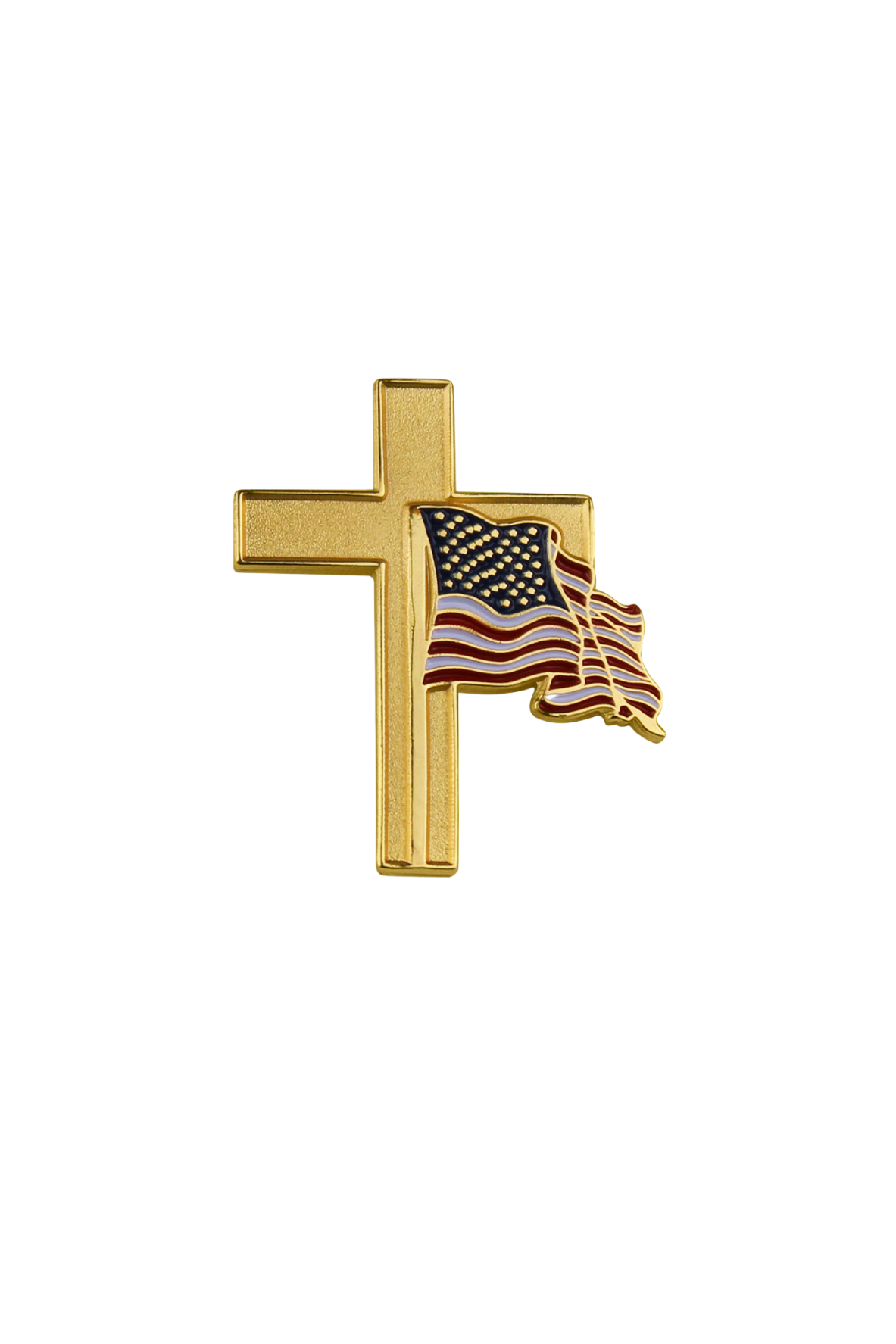 Gold Cross With Waving American Flag