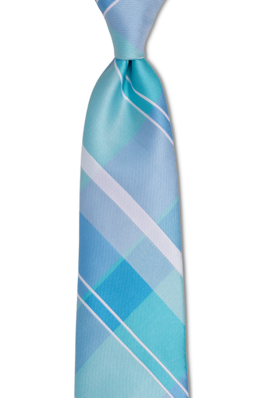 Aqua Plaid Skinny Tie