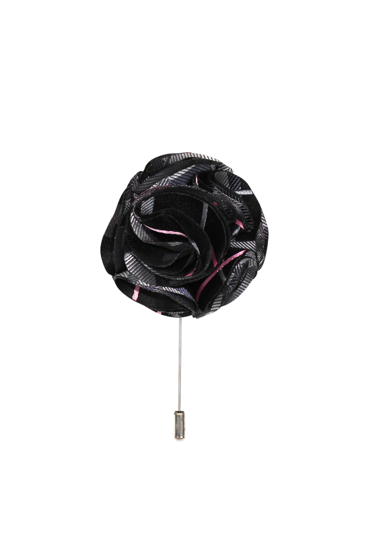 Black Meets Pink Piped Flower Lapel Pin