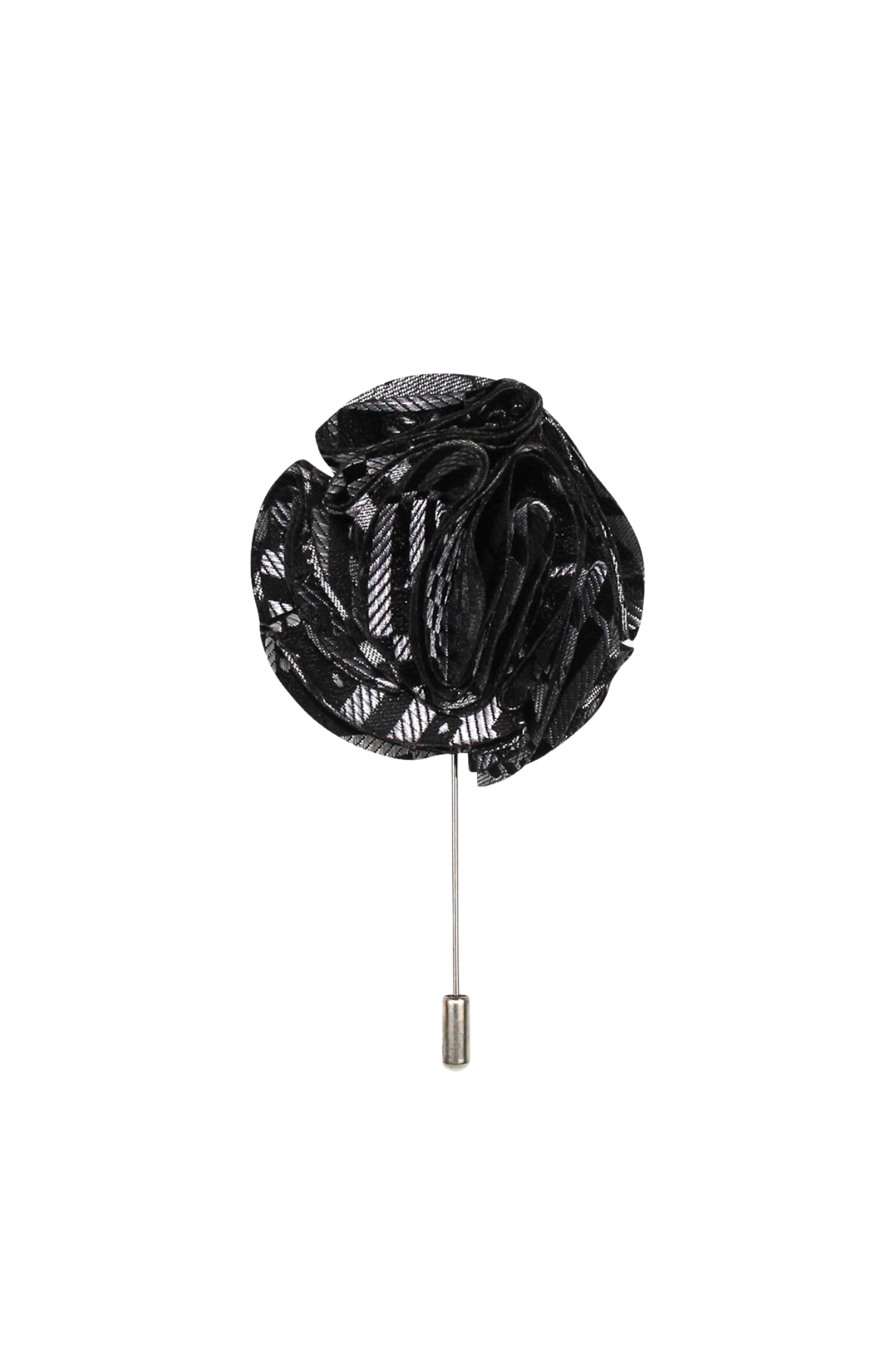 Black Plaid Flower Lapel Pin