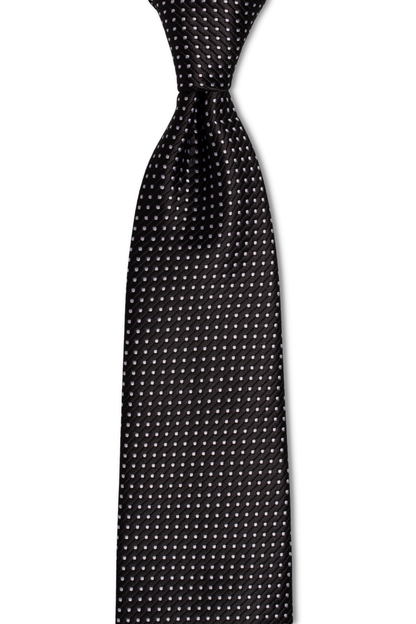 Black with Silver Dots Traditional Tie