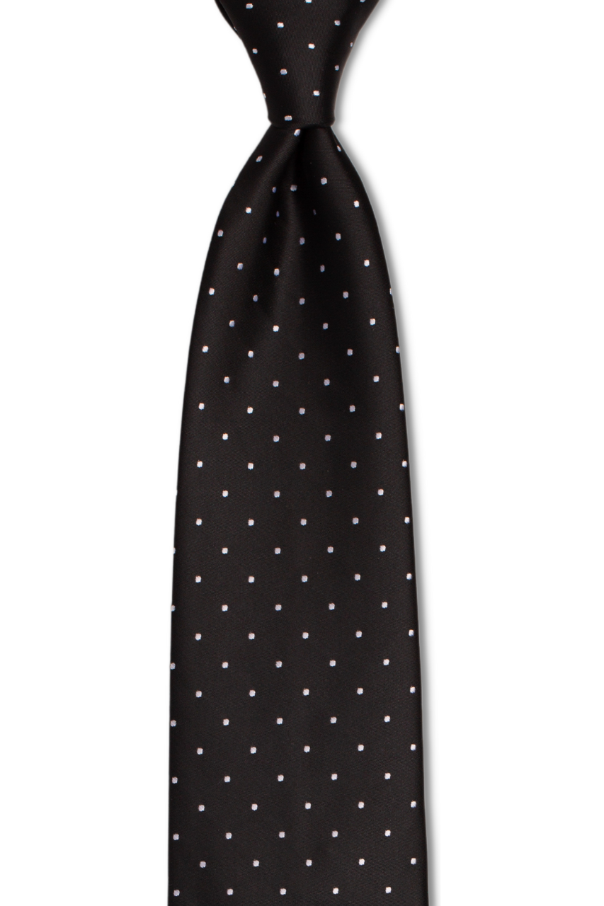 Black with White Dots Traditional Tie
