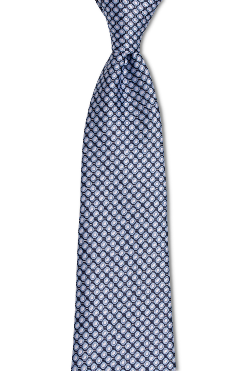 Blue White Dotted Geometric Traditional Tie