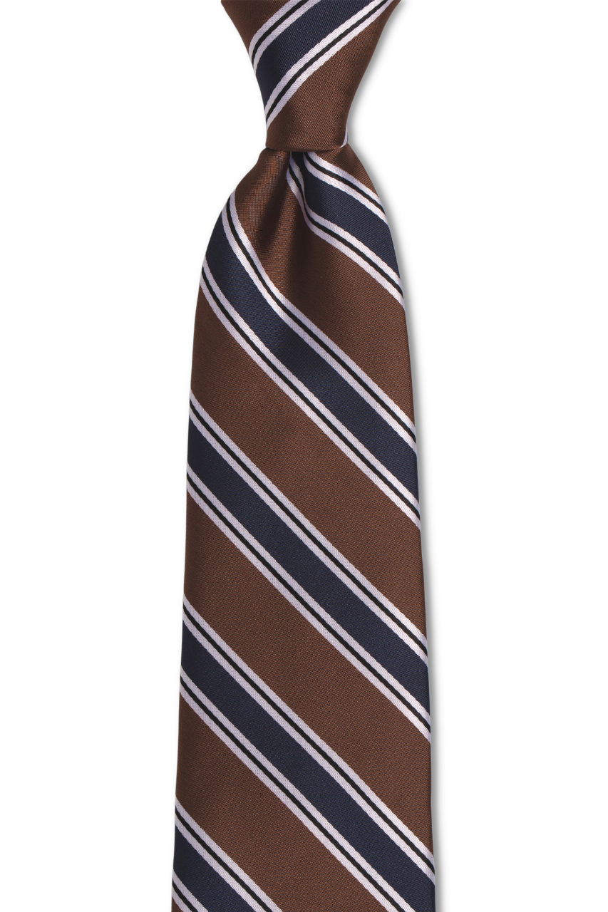 Brown Navy Striped Traditional Tie