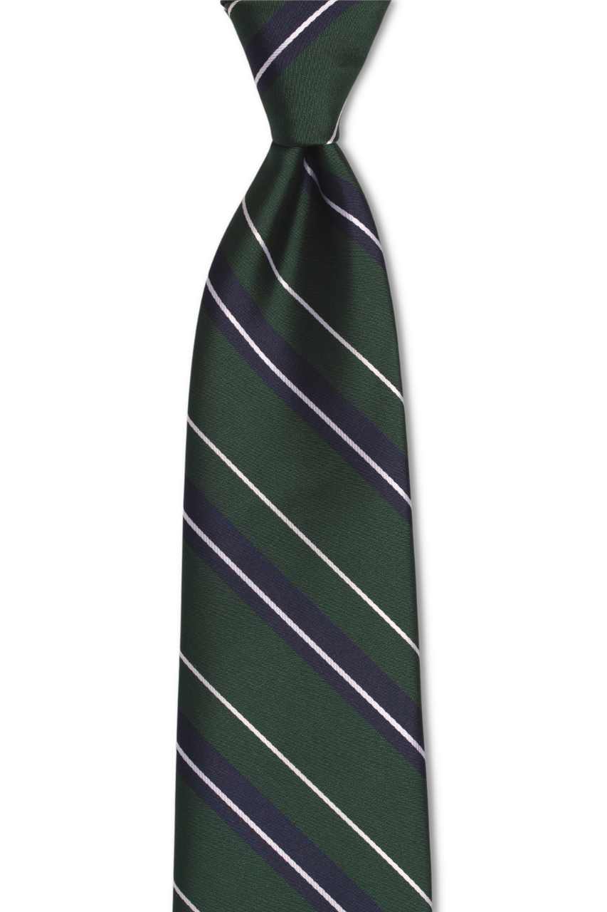 Dark Green with Navy and Silver Striped Tie
