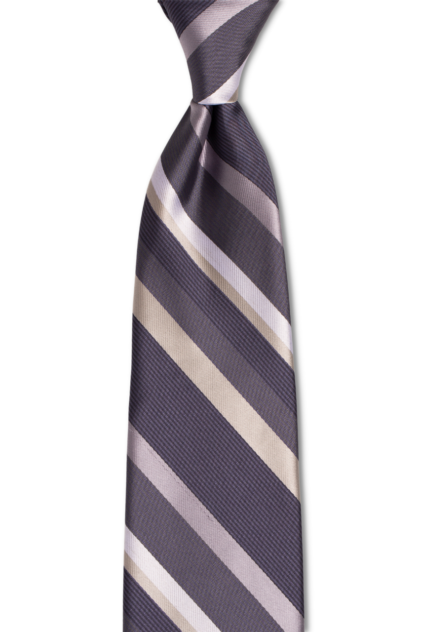 Gray Gray White Striped Traditional Tie