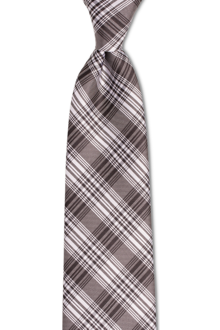 Gray Plaid with Tan Traditional Tie